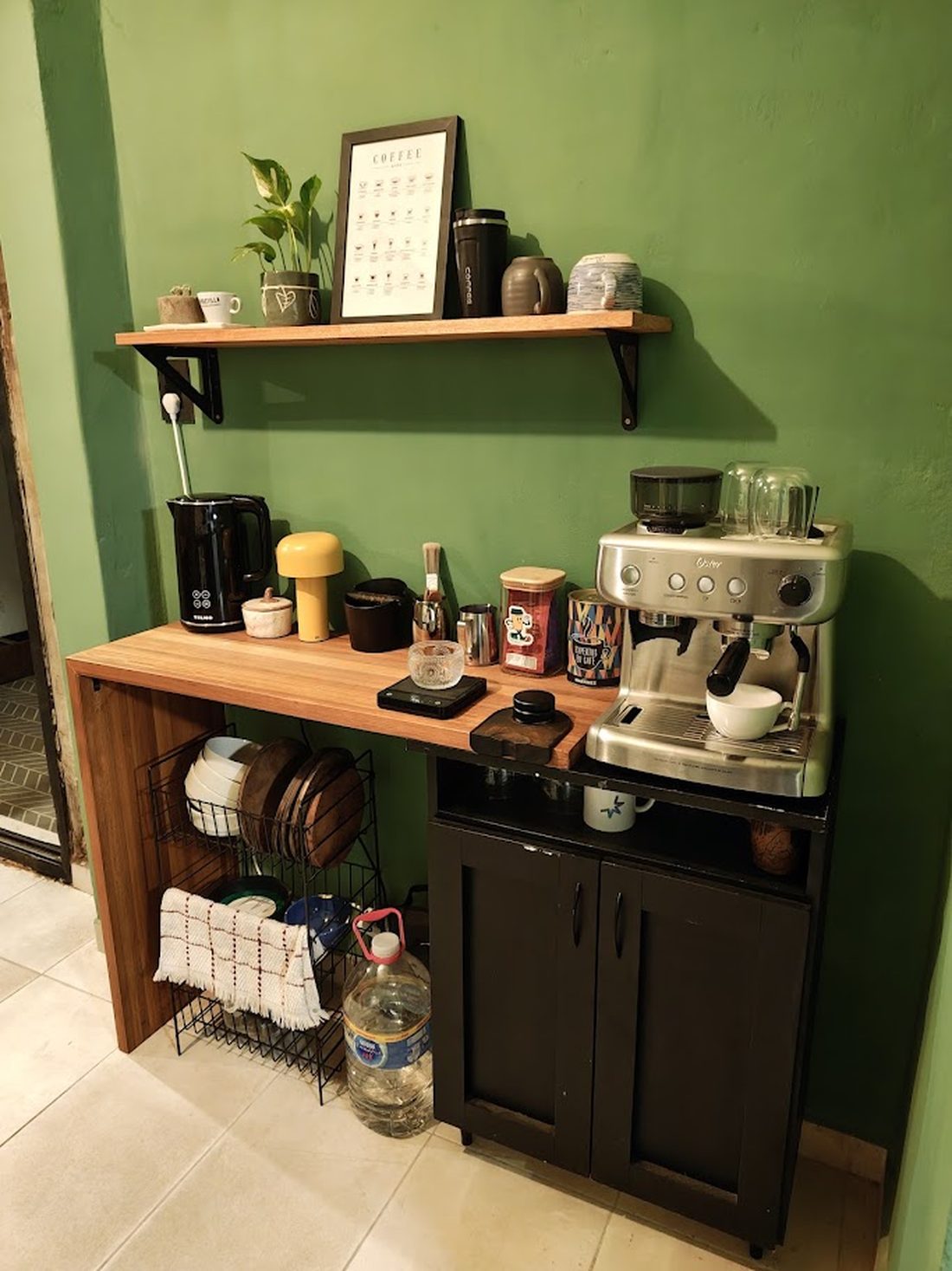 La barra de café antes, sin la app